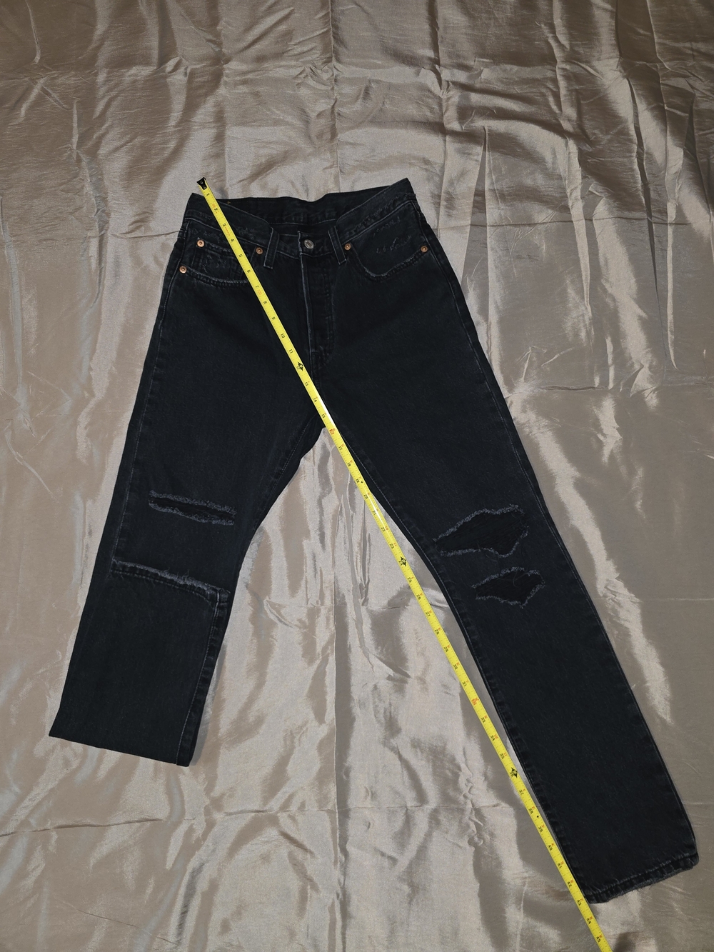 Levi’s 501 Distressed Washed Black Straight Leg Jeans